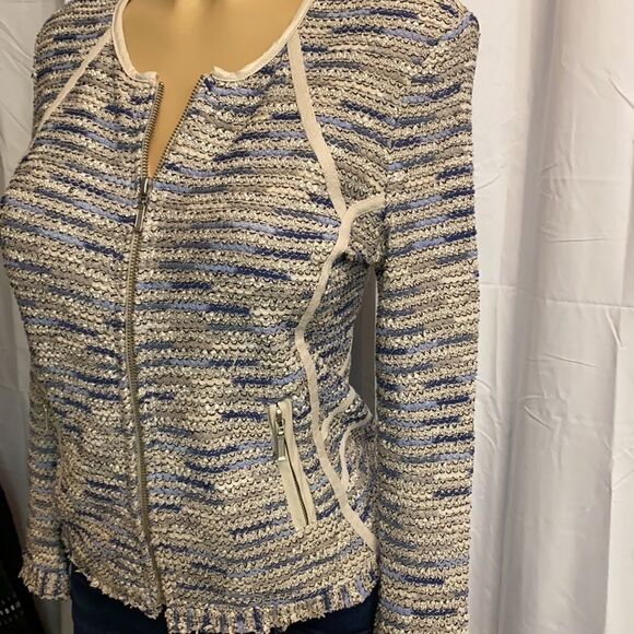 NIC+ZOE tweed jacket zip blazer petite Size S D29 - Picture 4 of 13